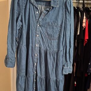 crown & ivy Denim Blue Long Sleeve Dress